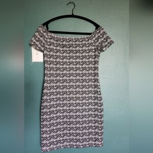 Xhilaration Houndstooth Off the Shoulder Mini Dress